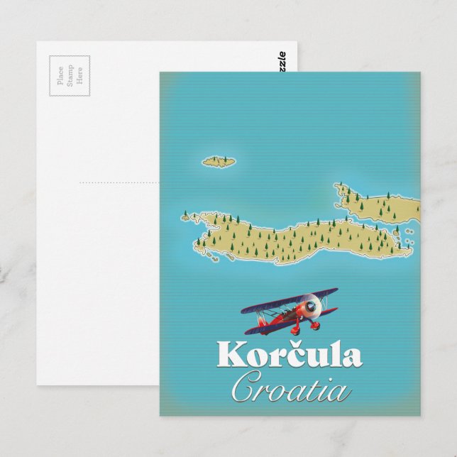 Postale Carte de Korčula Croatie (Devant / Derrière)
