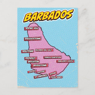 Postale Carte de la Barbade illustrée dans le style Pop Ar