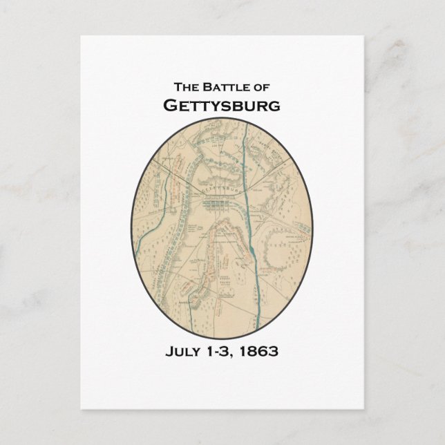 Postale Carte de la bataille de Gettysburg (Devant)