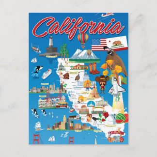 Postale Carte de la Californie