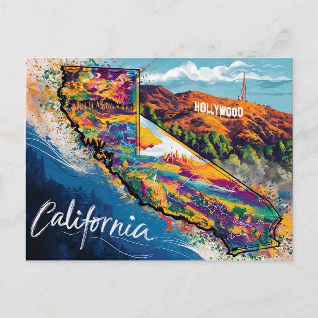 Postale Carte de la Californie (Devant)
