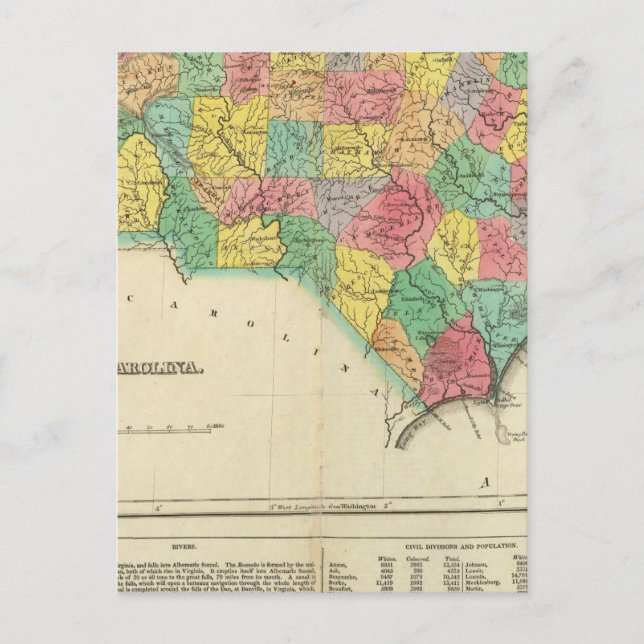 Postale Carte De La Caroline Du Nord (Devant)