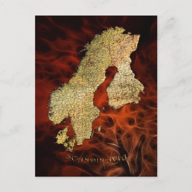 Postale Carte de la cartographie scandinave (Devant)