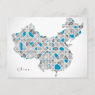 Postale Carte de la Chine Crystal Diamond Style Artwork