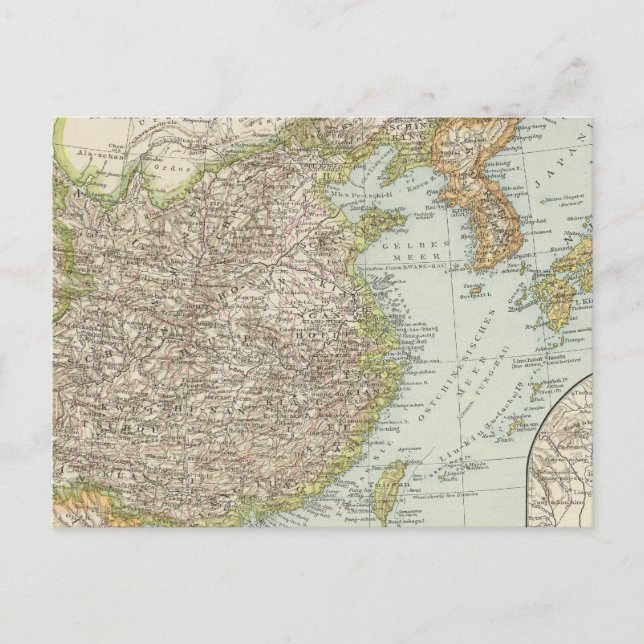 Postale Carte de la Chine et du Japon (Devant)