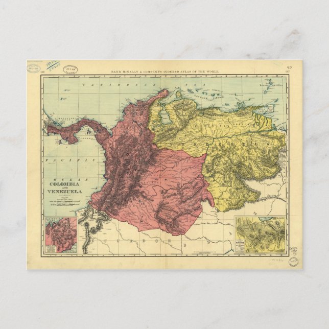 Postale Carte de la Colombie et du Venezuela (1898) (Devant)
