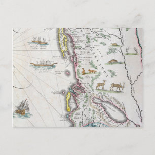 Postale Carte de la côte Est
