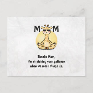 Postale Carte de la fête des mères girafe mignonne yoga Me