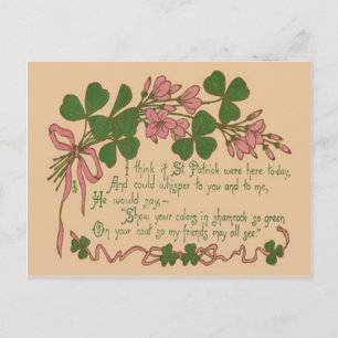 Postale Carte de la fête du Plante Shamrock vintage St Pat