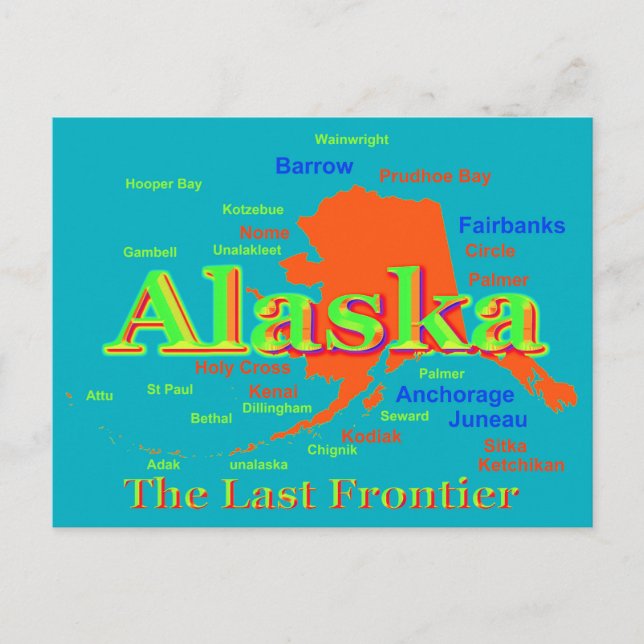 Postale Carte de la fierté de l'Alaska Silhouette (Devant)
