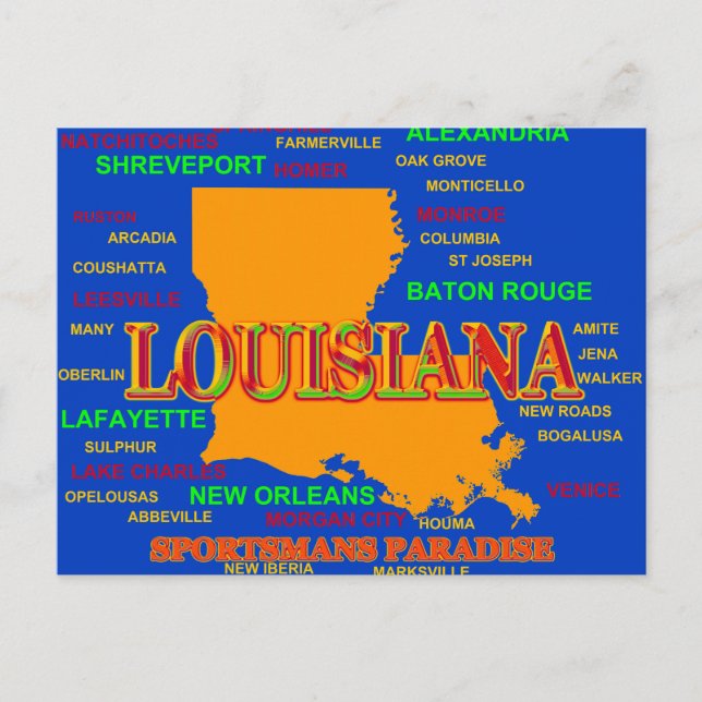 Postale Carte de la fierté de l'État de Louisiane en silho (Devant)