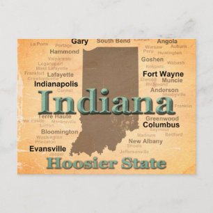 Postale Carte de la fierté d'état de l'Indiana âgée Silhou