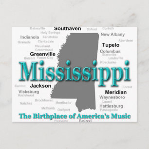 Postale Carte de la Fierté d'État du Mississippi Silhouett