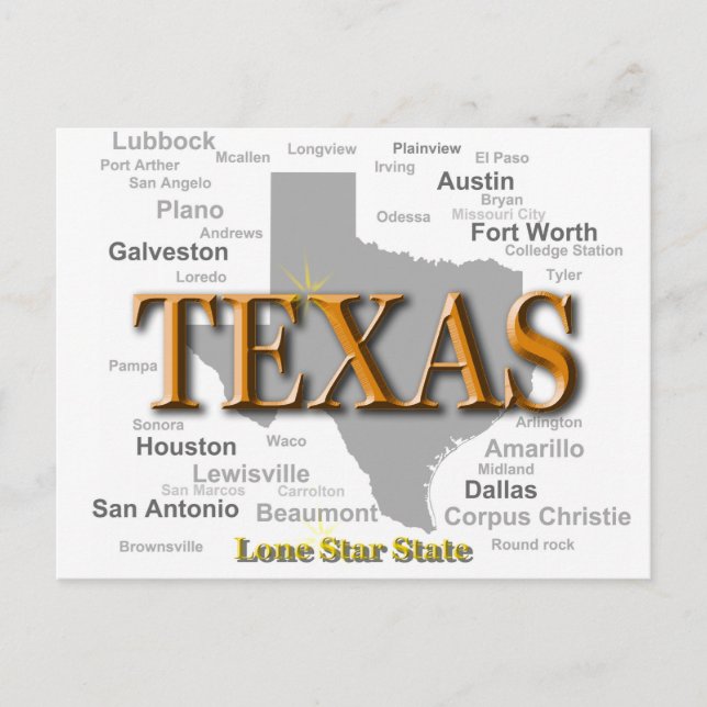 Postale Carte de la fierté d'état du Texas Silhouette (Devant)