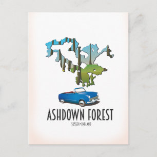 Postale carte de la forêt d'Ashdown Sussex affiche de voya
