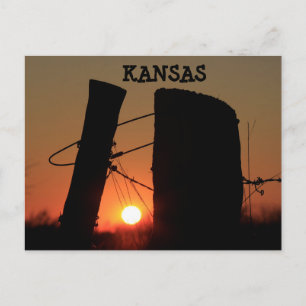 Postale Carte de la ligne de clôture du Kansas