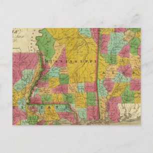 Postale Carte de la Louisiane, du Mississippi et de l'Alab