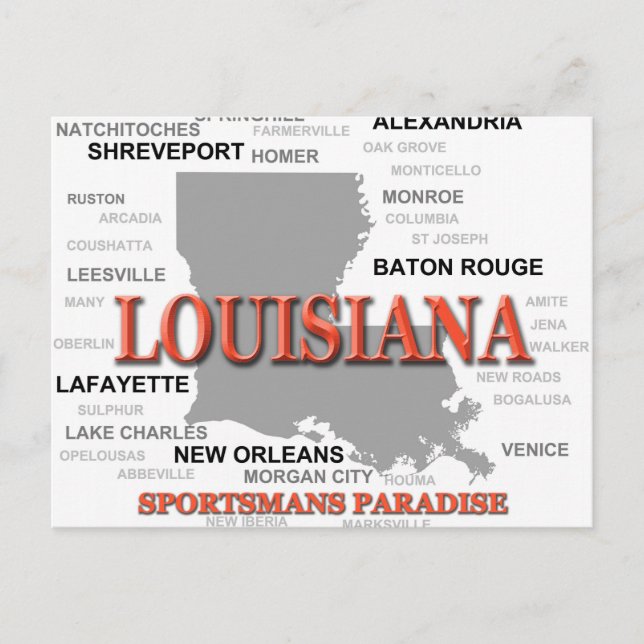 Postale Carte de la Louisiane State Pride Silhouette (Devant)