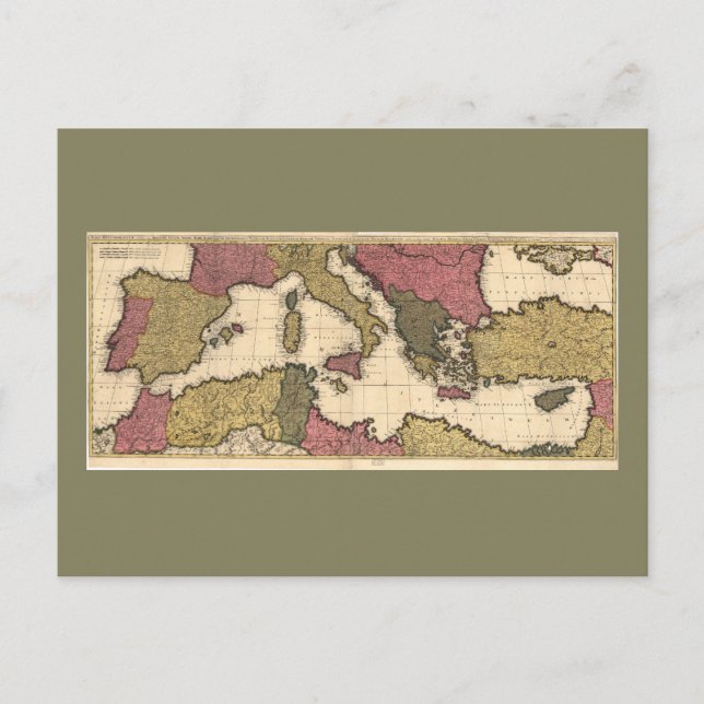 Postale Carte de la mer Méditerranée (1695) (Devant)