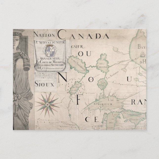 Postale Carte de la Nouvelle-France 1699 (Devant)