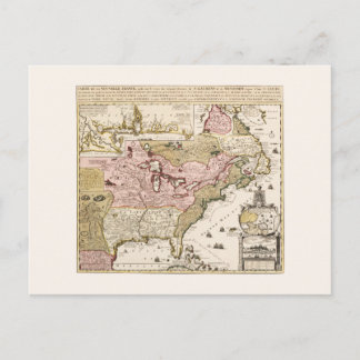 Postale Carte de la Nouvelle-France en français médiéval d