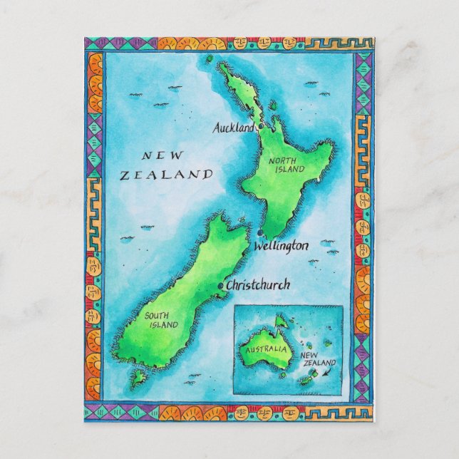 Postale Carte de la Nouvelle-Zélande (Devant)