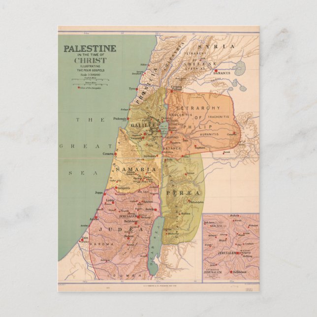 Postale Carte de la Palestine au temps du Christ (à 70 A.D (Devant)