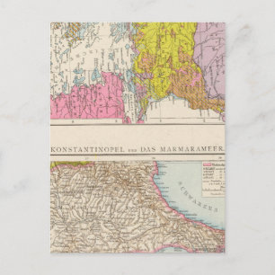 Postale Carte de la péninsule des Balkans et de Constantin