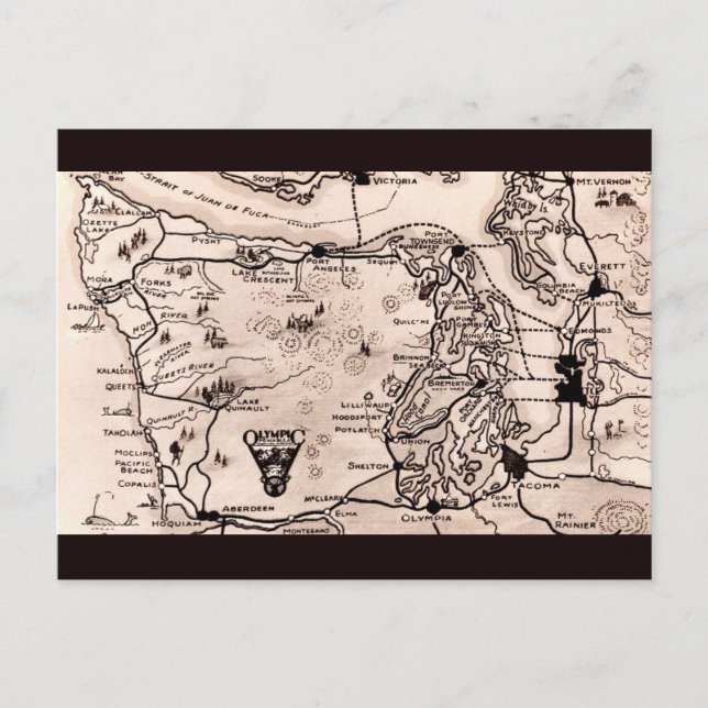 Postale Carte de la péninsule Olympique (Devant)