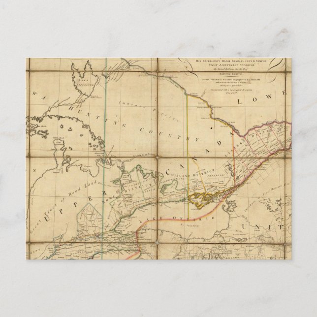 Postale Carte de la province du Haut-Canada (Devant)