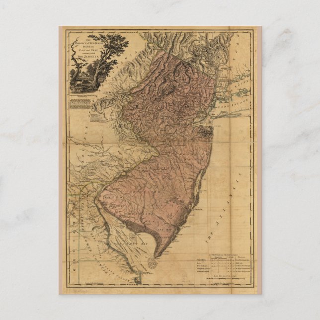 Postale Carte de la province du New Jersey (1777) (Devant)
