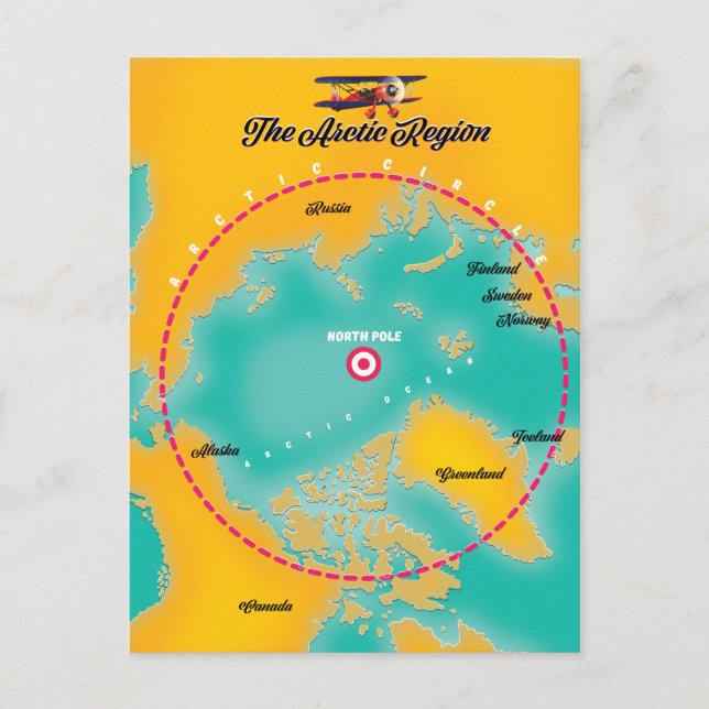 Postale Carte de la région arctique pôle nord (Devant)