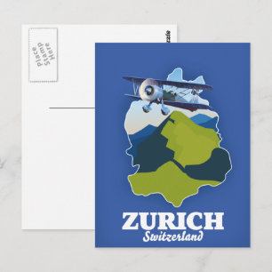 Postale carte de la région de Zurich en Suisse
