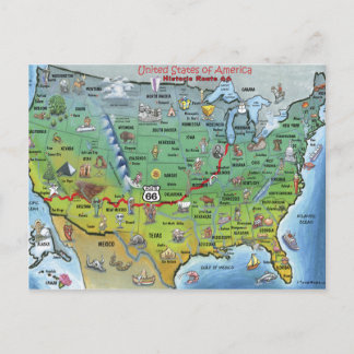 Postale Carte de la route historique 66
