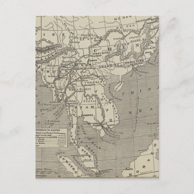 Postale Carte de la route proposée pour la Chine de Birman (Devant)