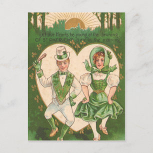 Postale Carte de la Saint-Patrick Cœurs Irlandais Vintage