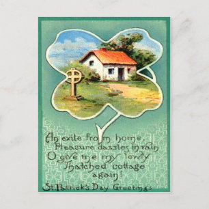 Postale Carte de la Saint-Patrick Cottage Vintage Irlandai