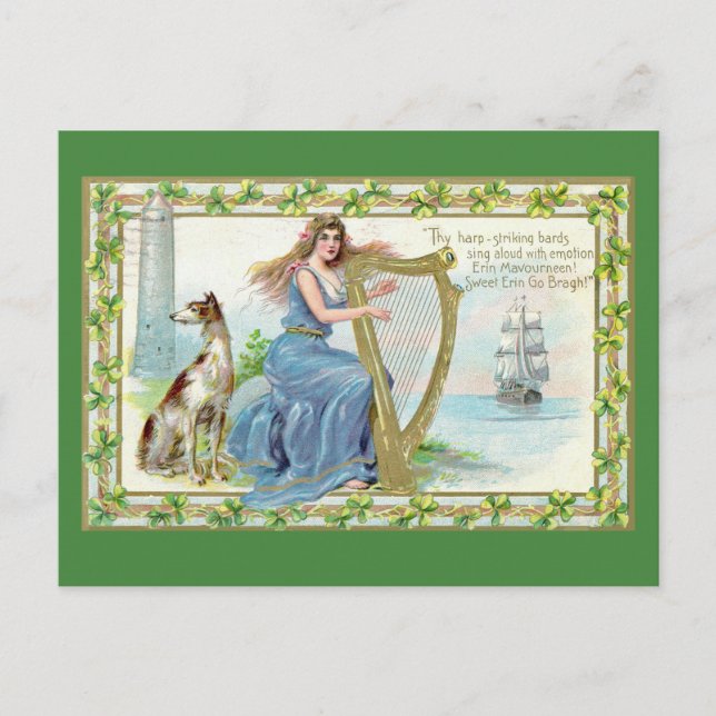 Postale Carte de la Saint-Patrick Erin Mavourneen (Devant)