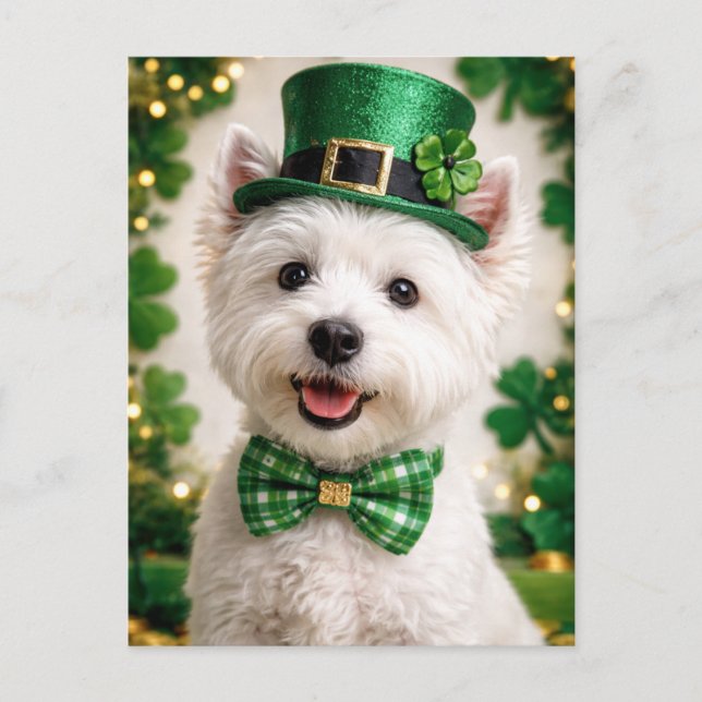 Postale Carte de la Saint-Patrick pour West Highland White (Devant)