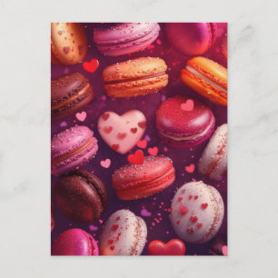 Postale Carte de la Saint-Valentin à motif de macarons ros