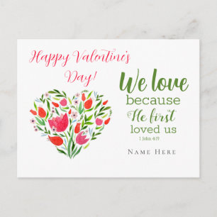 Postale Carte de la Saint-Valentin à motif floral mignon