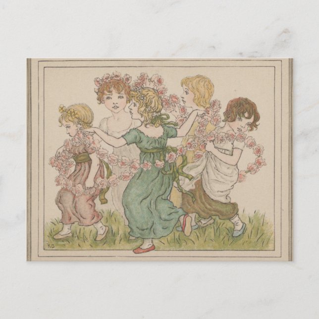 Postale Carte de la Saint-Valentin antique, Kate Greenway, (Devant)