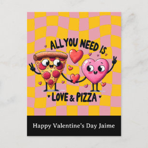 Postale Carte de la Saint-Valentin avec amour pour la pizz