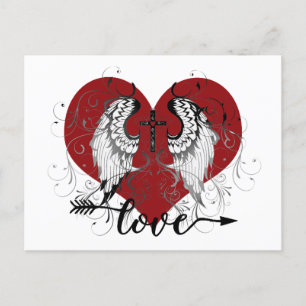 Postale Carte de la Saint-Valentin avec cœur et croix d'am
