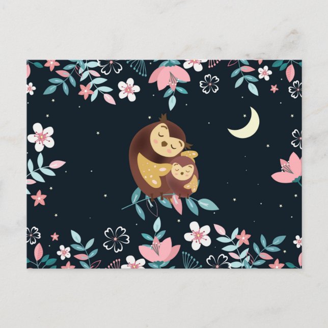 Postale Carte de la Saint-Valentin avec des hiboux mignons (Devant)