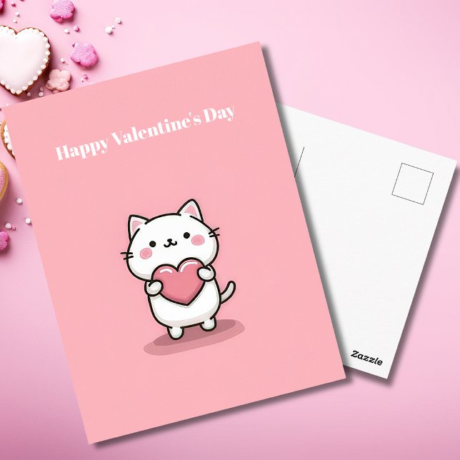 Postale Carte de la Saint-Valentin avec un chat Kawaii mig (Créateur téléchargé)