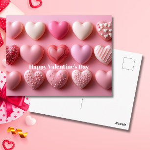 Postale Carte de la Saint-Valentin Cœurs de Chocolat Rose
