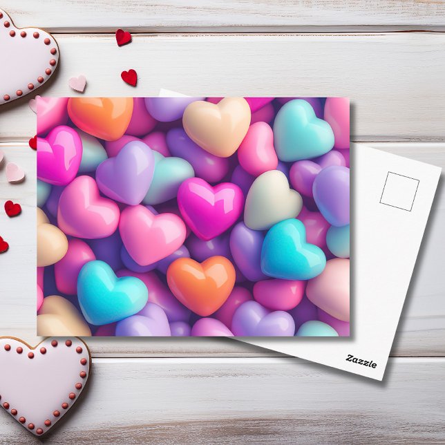 Postale Carte de la Saint-Valentin coeurs rose violet  (Créateur téléchargé)