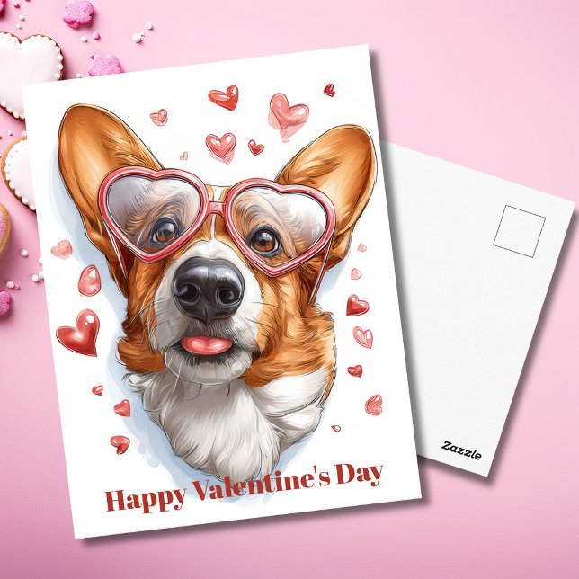 Postale Carte de la Saint-Valentin Corgi Mignon Coeurs  (Créateur téléchargé)