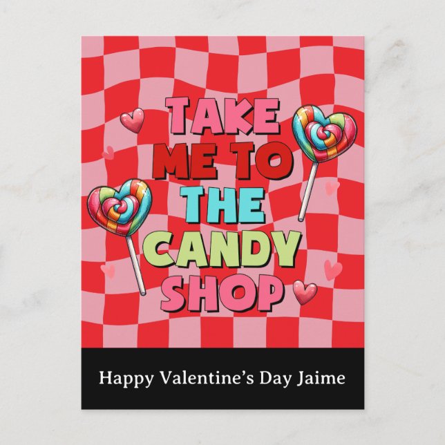 Postale Carte de la Saint-Valentin drôle avec bonbons (Devant)